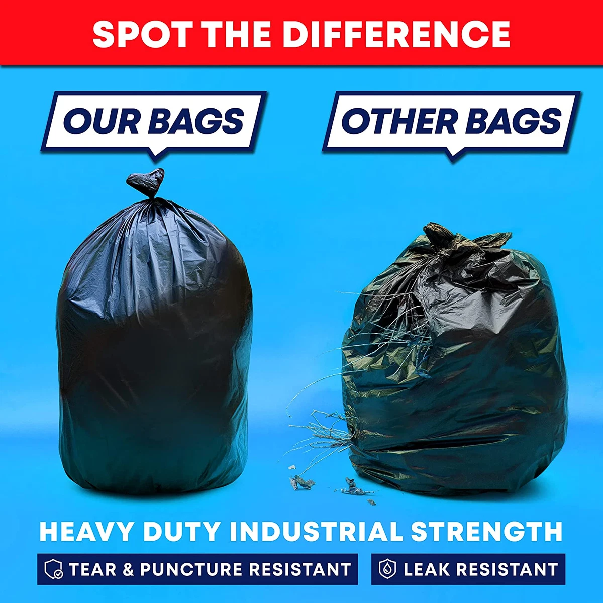 55 Gallon Trash Bags Heavy Duty 3 Mil, Contractor Bags 3 Mil. 55-60 Gallon  Heavy