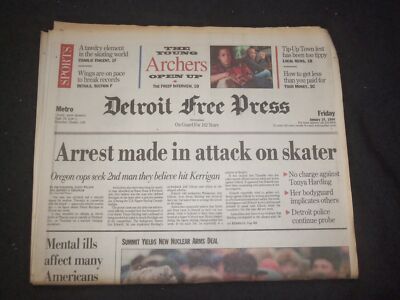 1994 JAN 14 DETROIT FREE PRESS NEWSPAPER - ARREST IN KERRIGAN ATTACK - NP 7699