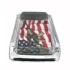 2nd Amendment Glass Ashtray D8 4"x3" Gun Arms Right