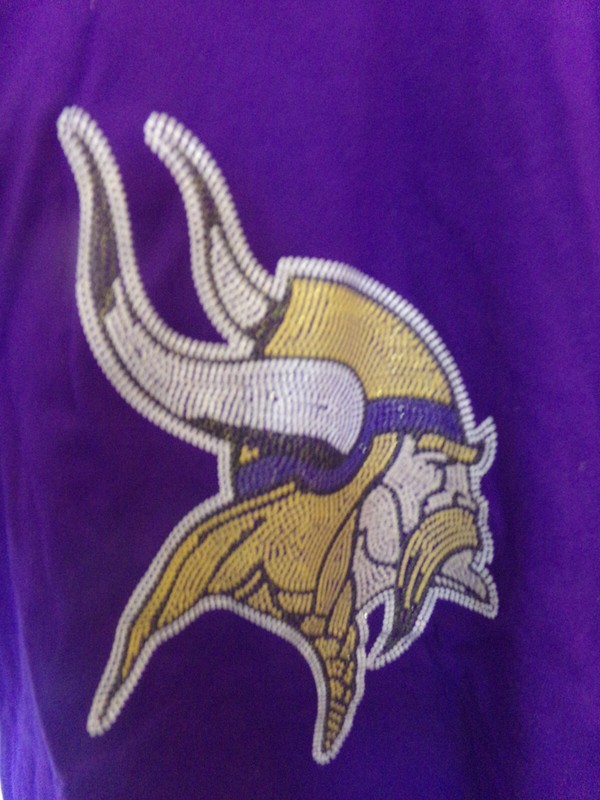 "MINNESOTA VIKINGS" Women's Purple Glitter Long Sleeve T-Shirt (S) NWTags $32