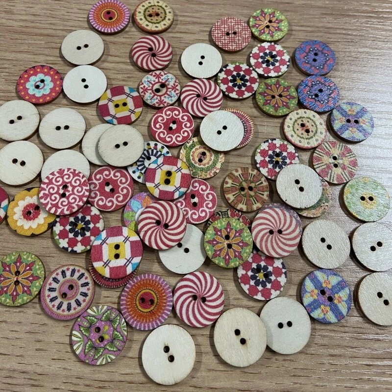 200pcs Mixed Colors Wood Wooden Buttons for Sewing Decorations DIY Arts&Crafts - Image 4 of 4