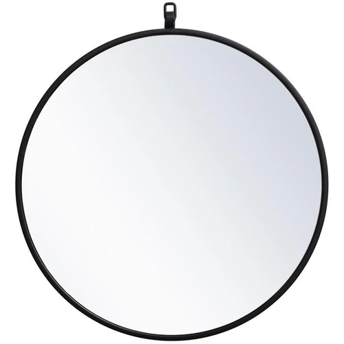 Elegant Decor Eternity 21" Round Mid Century Metal Frame Hooked Mirror in Black - Picture 1 of 7