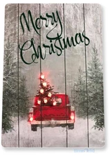 Merry Christmas Truck Art Holiday Decoration Metal Decor Metal Tin Sign B837