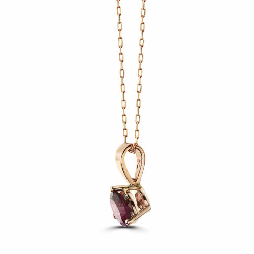 Birthstone 14K Rose Gold Rhodolite Garnet 0.66 cts 18" Pendant Necklace - Picture 2 of 5
