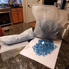 BLUE AQUA 1/2" Reflective Fireplace Fire Pit Fireglass Glass Crystals 12 Lbs +