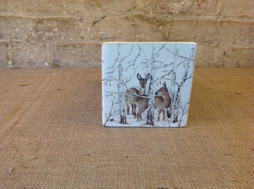 Rustic Vintage Style Winter scene Storage Box crate Kitchen Crate decoupage - Picture 4 of 5
