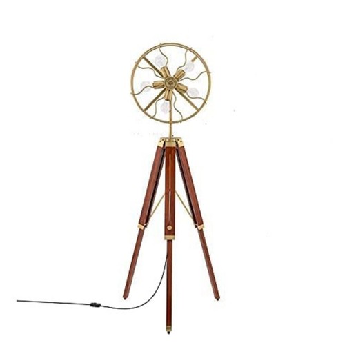 Lámpara de pie moderna luces con trípode de madera ventilador lámpara... - Imagen 3 de 4