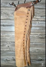 Men Western style Cowboy Suede Leather Horse Riding, Bike riding Chaps
