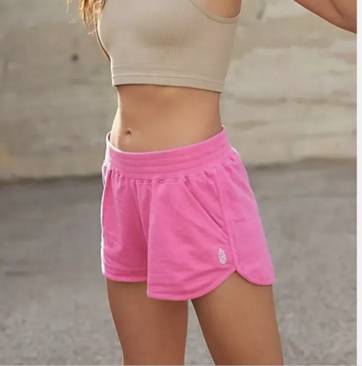 Free People Get Set Shorts Haute Pink Sz L Barbiecore Loungewear