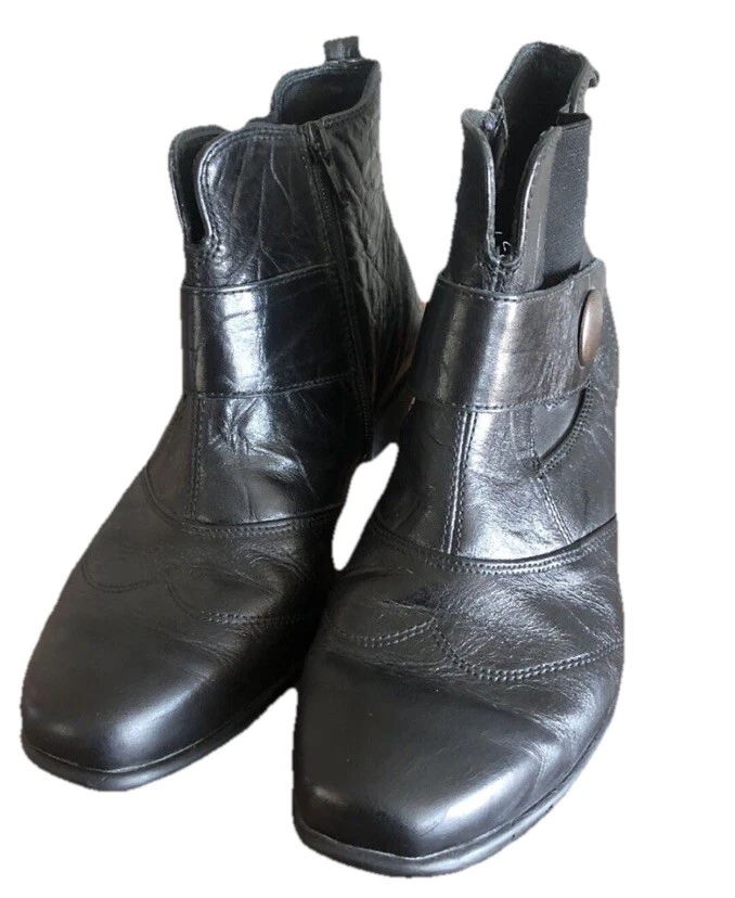 Romika Womens Size 41 Black Leather Ankle Zipper Boots