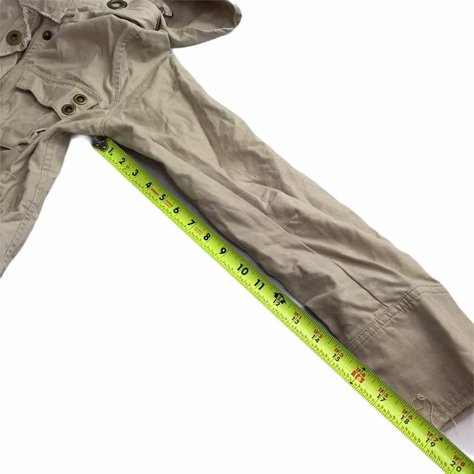 Nordstrom BB Dakota Caqui Tostado Chaqueta Militar Abrigo con Capucha Botones Cremallera Mediana Foto 3 de 4