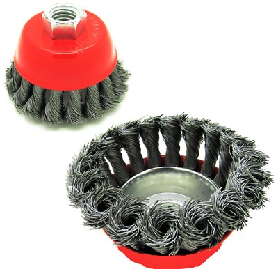 2 STARK 4'' CUP BRUSH KNOTTED WIRE WHEELS FITS 4-1/2 ANGLE GRINDERS 5/8-11 #14421
