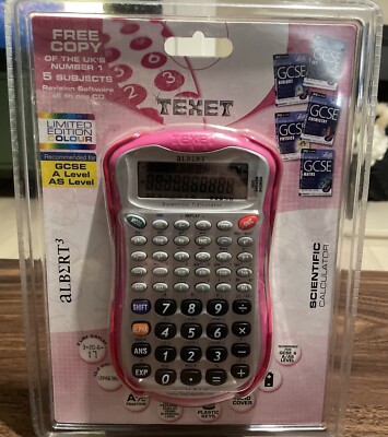 Texet aLbert 3 solarbetriebener wissenschaftlicher Taschenrechner GCSE geeignet pink + CD