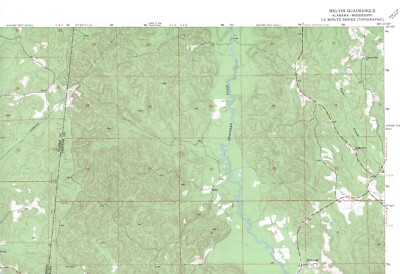 Melvin Quadrangle Alabama-Mississippi 1974 USGS Topo Map 7.5 Minute Topographic