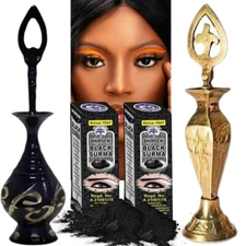 Brass Surma Arabian Natural BLACK Surma Kohl Kajal Eyeliner 2 Bottle 2 Kohl