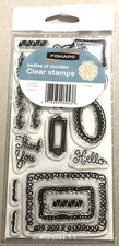 Fiskars Clear Rubber Stamps 16 pcs OODLES OF DOODLES - New