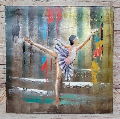 Dancing Girl In Purple Dress II - Metal Canvas Painting 3-D Studio Decoration NR