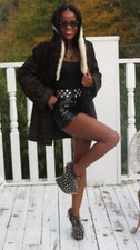 Rare Designer Vintage Schiaparelli black swakara & Mink Fur Coat Jacket S-M 0-8
