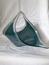 Atemberaubende Kunstglas Obstschale seltene Form Cerulean Farbe