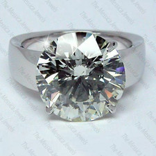 5.95Ct 12 MM Round Moissanite Solitaire Engagement Ring In 925 Sterling Silver