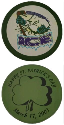 2001 INDIANAPOLIS ICE HAPPY ST. PATRICK'S DAY GREEN HOCKEY PUCK MADE IN THE 🇺🇸 - Picture 1 of 6