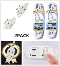 2 Prong 3-Outlet Extension Power Cord Strip 12FT Long Durable Electrical Cable