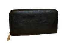 Black Single Zip Around Clutch Wallet 8" x 4" Basic Pocketbook