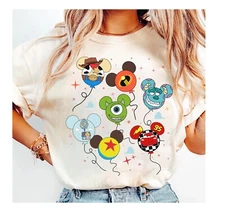 Disney Pixar Characters Mike Sully Woody Mickey Balloon Unisex T-shirt 551121