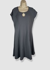 24seven Comfort Apparel Women's Gray Keyhole Neck Dress Plus Size 1X