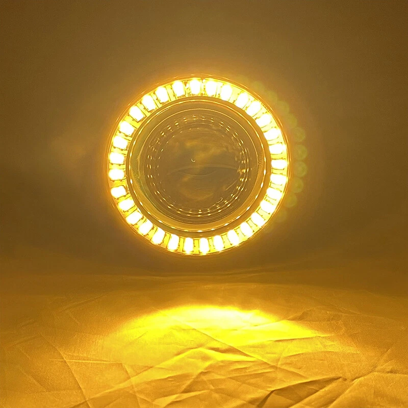 Pair 3" inch For Dodge Projector Fog Lights Lamps White&Yellow Turn Signal Combo - Image 3 of 4