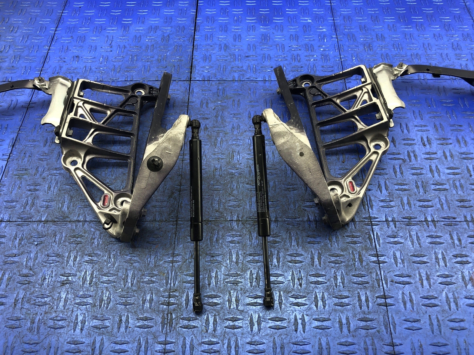 2006-2011 ASTON MARTIN VANTAGE V8 FRONT RIGHT LEFT HOOD HINGE SET BLUE OEM 2007