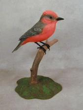 Vermilion Flycatcher Original Wood Carving
