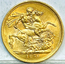 AUSTRALIA 1876 S GOLD SYDNEY  SOVEREIGN LOW MINT KEY DATE RARE UNC  #05