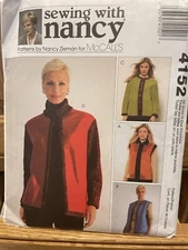 mccalls  sewing with nancy vests and jackets 4152 all sizes Uncut