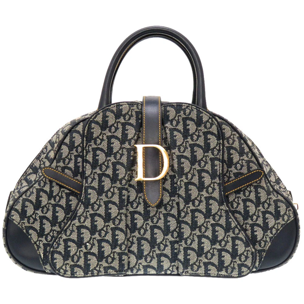 AUTHENTIQUE Christian Dior double selle sac de sport toile marine 0012