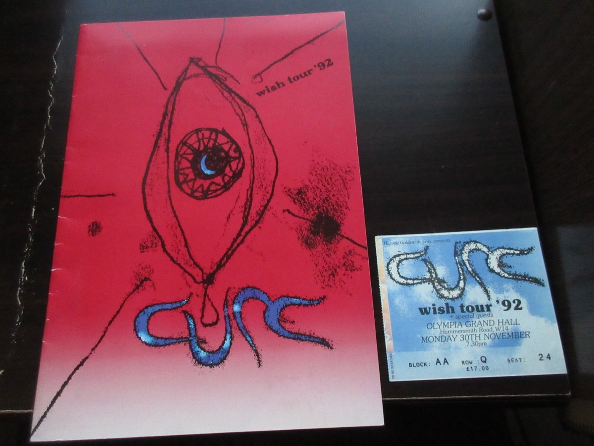 Cure 1992 Wish World Tour Book Concert Program w LONDON Ticket