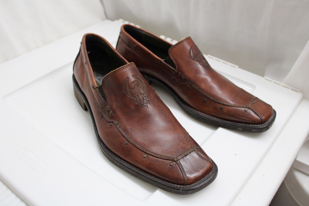Men's Brown Leather Size 9 Skechers Slip On Dress Shoes | eBay