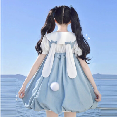 Japanese Women lolita kawaii Loose flounce bow Heart Pocket Dress Mori girl  | eBay