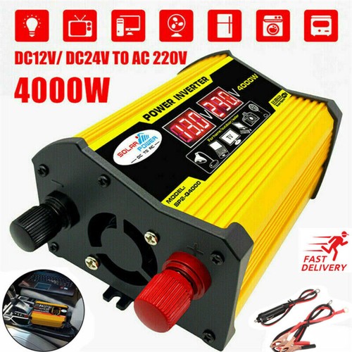 LED Digital 4000W Car Power Inverter 12V to AC 220V 2 USB Converter Adapter UK - Picture 4 of 14