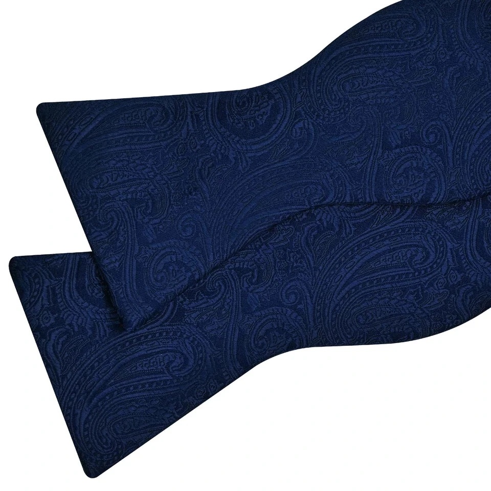 Pajarita azul marino para hombre seda cachemira pajarita pajarita bolsillo cuadrado conjunto para nosotros... Foto 4 de 4