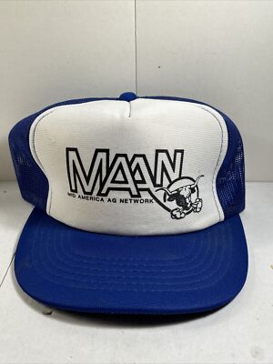 Mid America Ag Network MANN Cattle Snapback Hat Cap Youngan Blue White Mesh