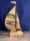 DEMOTT BRASS SAILBOAT on QUARTZ / ONYX BASE - HAND SIGNED — photo 1