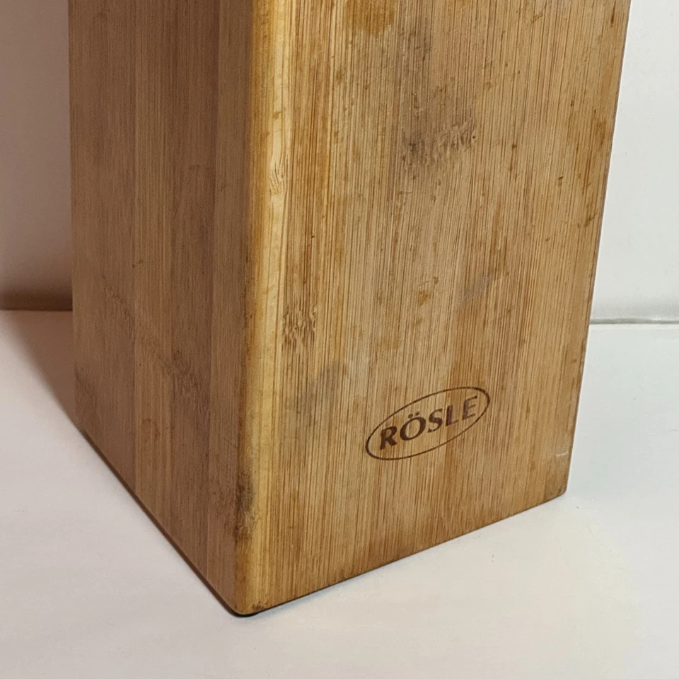 Rösle Bamboo Knife Block with Bristles Universal Knives Stand Holder 4x4x9.75 In - Image 3 of 4