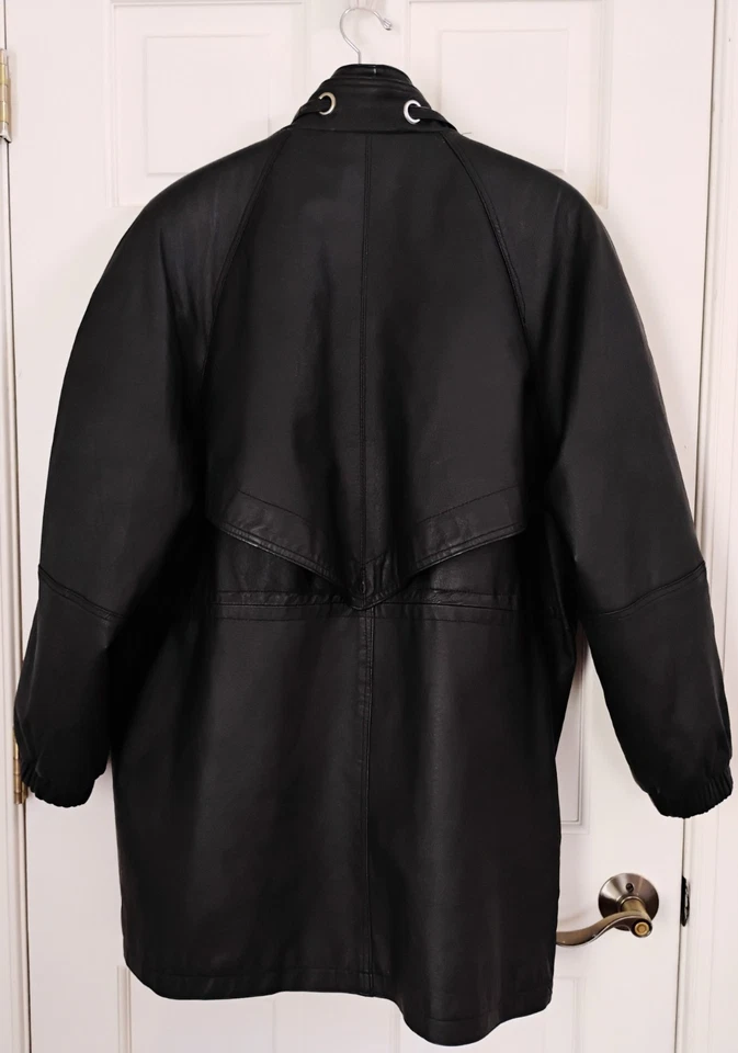 Abrigo de cuero Comint vintage para mujer 1X Cuero genuino negro 80's 90's Y2K Foto 2 de 4