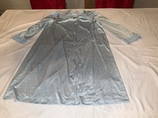 Vanity Fair Button-Up Lace Trimmed Robe Light Blue Womens Size M Vintage