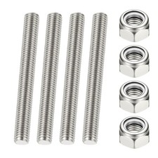 1/2"-13 UNC Fully Threaded Rod 3.94" Length Right Hand Thread with Nuts 2Pcs