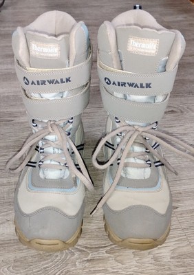 Airwalk Women Snowboard Boots 10 Thermolite Gray Blue Tie Up & Hook & Loop.  J18