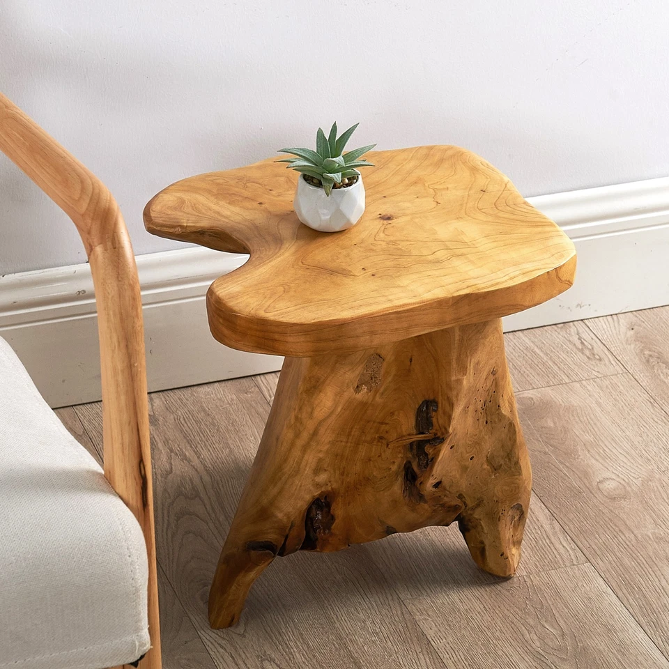 Cedar Root Mushroom Stool – Rustic Plant Stand Nightstand Side Table 13.5" H - Image 4 of 4