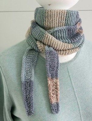 Minituch Schal handgestrickt Skinny nach Sophie Scarf 188cm lang pastell-Farben