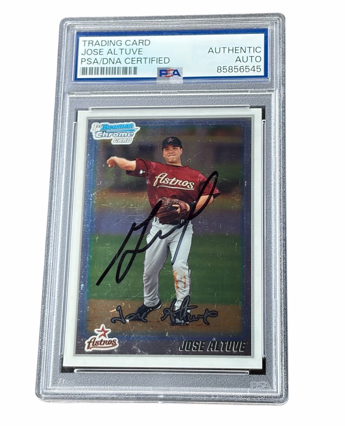 Jose Altuve Signed Card 1st Bowman Chrome Houston Astros Autographed Auto PSA